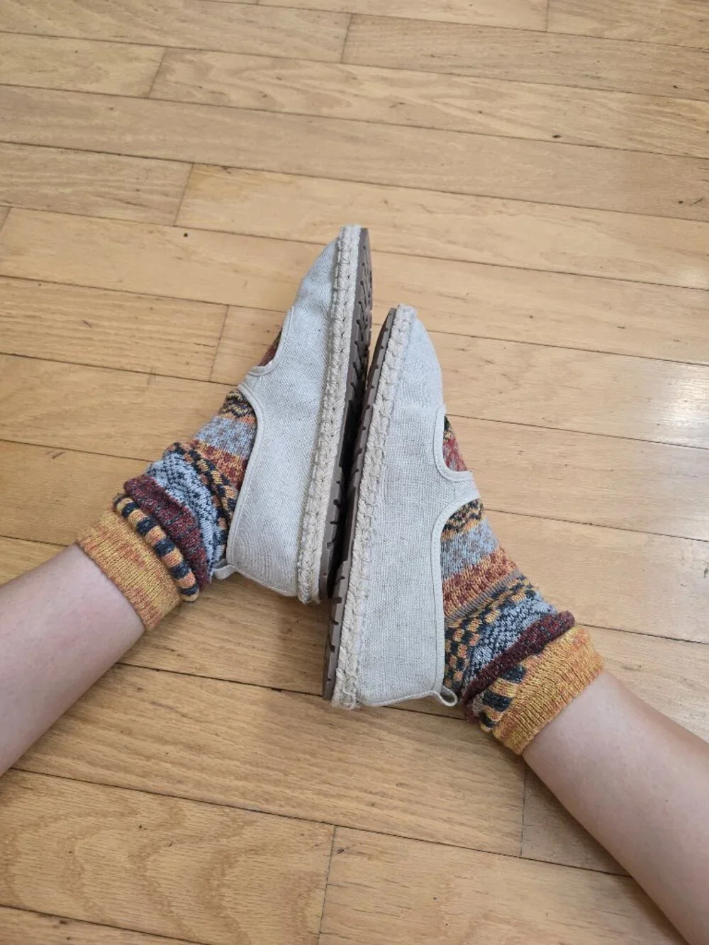 Minimalist Natural Oatmeal Canvas Espadrille Mary Jane BalletCore Flats WMS 9